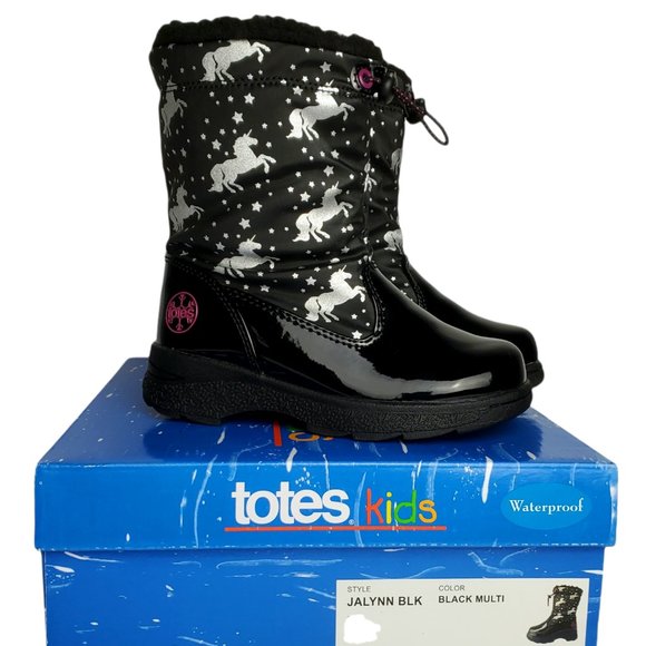 New Totes Winter Snow Boots Toddler Silver Unicorns Waterproof Thermolite 5T - Picture 2 of 9